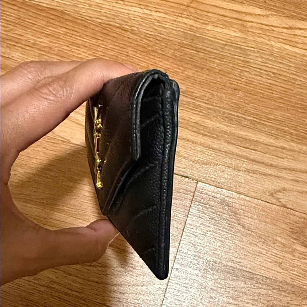 Saint Laurent Black Quilted Envelope Card Wallet with Gold YSL Emblem - Picture 10 of 11